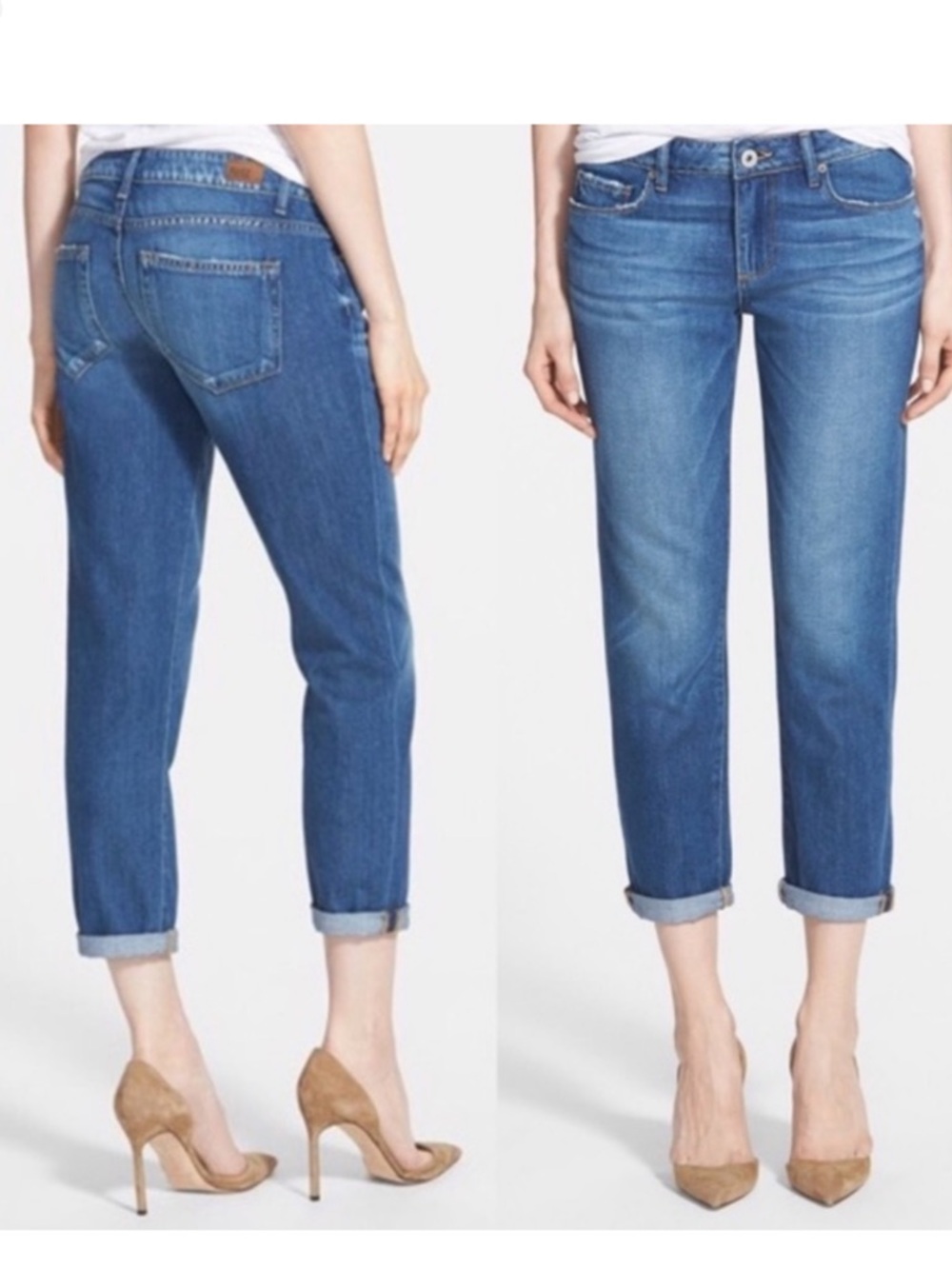 PAIGE Jimmy Jimmy Crop Jeans Frances Wash Boyfriend Straight Leg Size 31